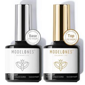 Gel Top Coat and Base Coat, 2 Pcs No Wipe Clear Base and Top Coat Set for Gel Na